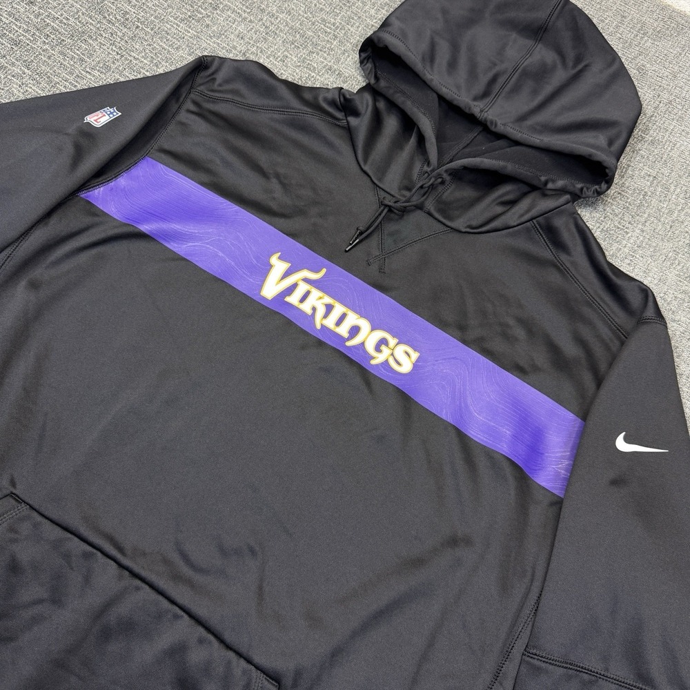 Nike Minnesota Vikings Hoodie Mens XXL Black On Field Fleece NFL Sweatshirt